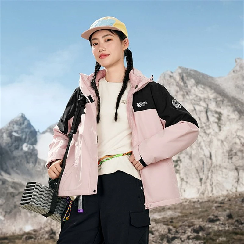 乔丹梭织厚外套羽绒内胆保暖户外运动三合一女士外套QDFFD2254313