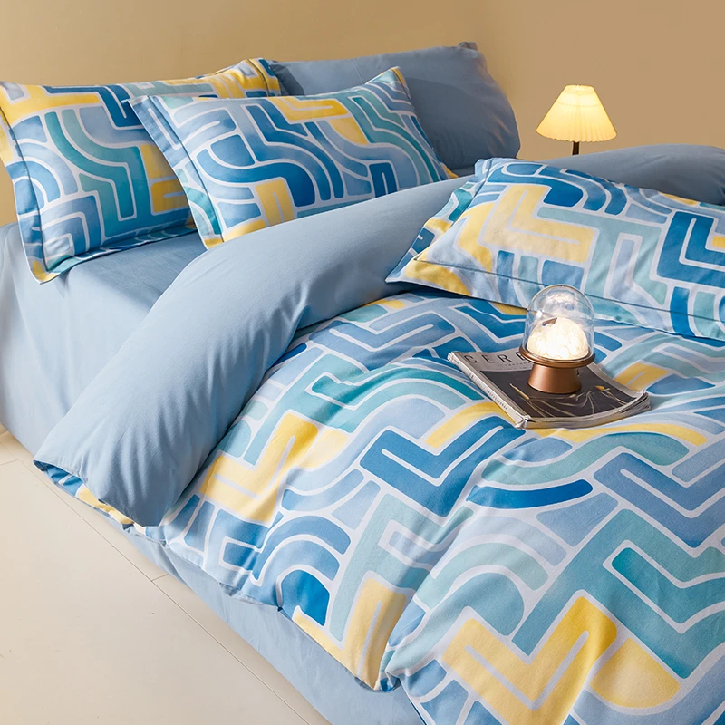 2024新款抽象彩绘全棉加厚磨毛纯棉数码印花四件套