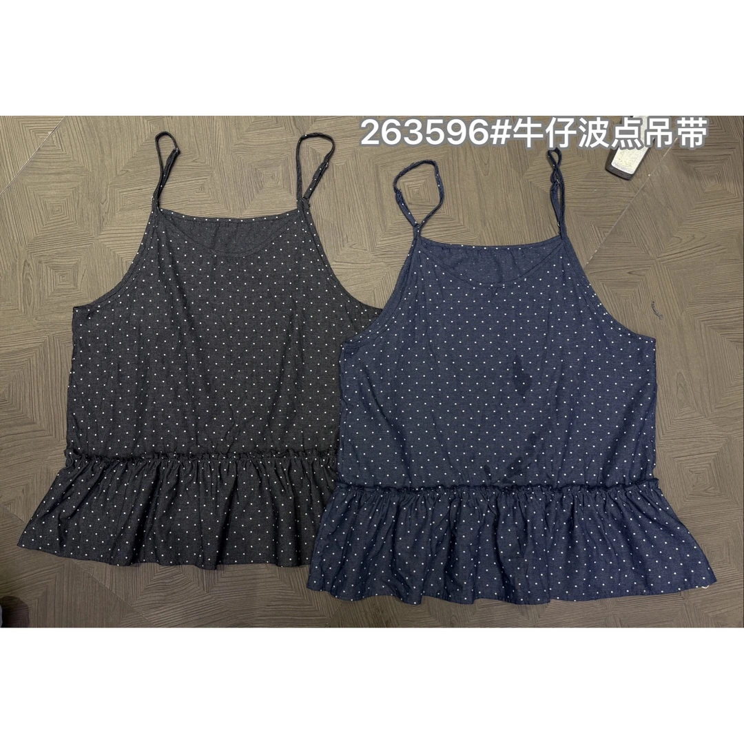 叨叨推荐款#JS#263596#牛仔波点吊带上衣 FL
