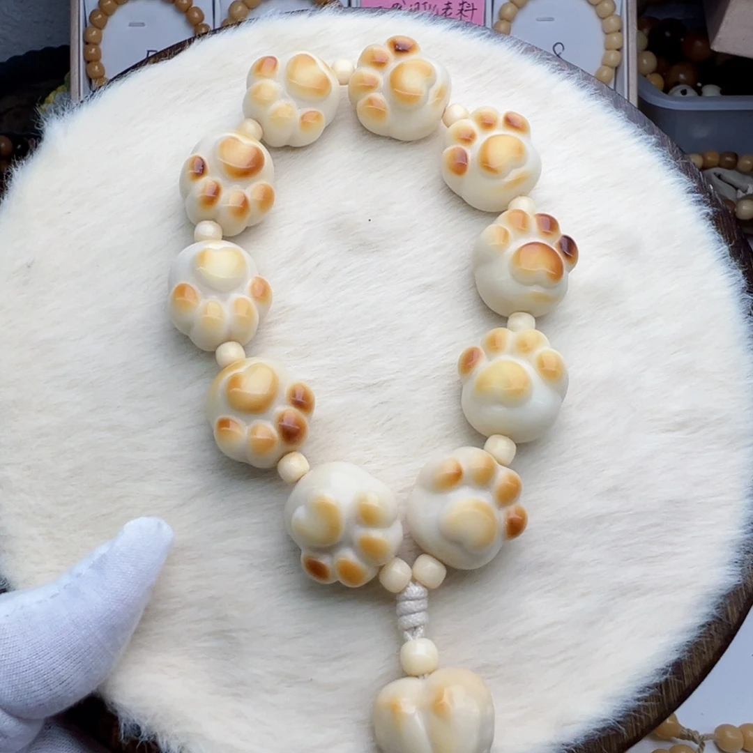 菩提根/象牙果手串卡23+象牙果原果炭烧雕刻手持X5