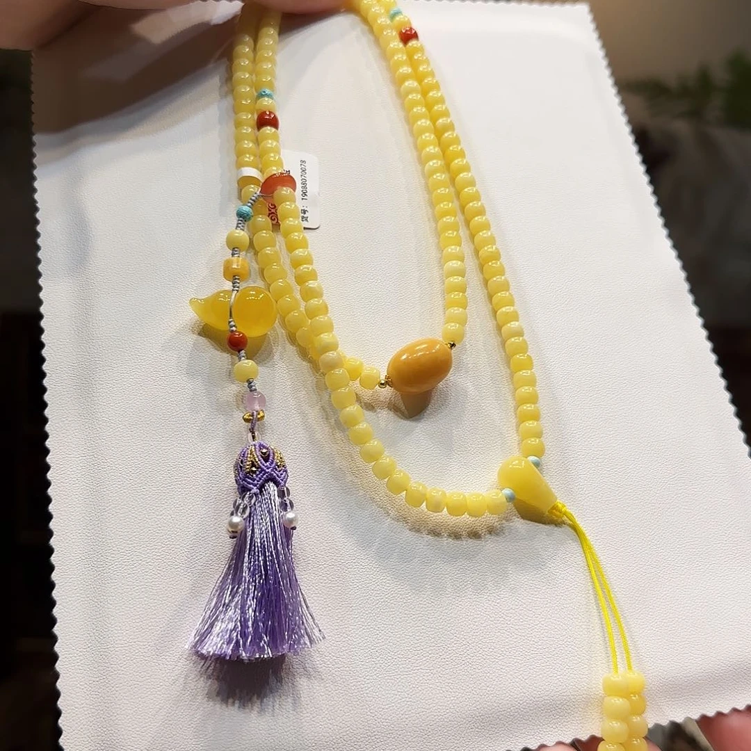 蜜蜡未镶嵌套链6mm 蜜蜡108