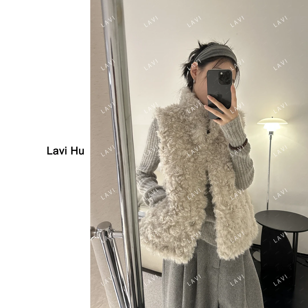 绒光汀雪 毛绒时尚百搭保暖韩版马夹短外套LW5206