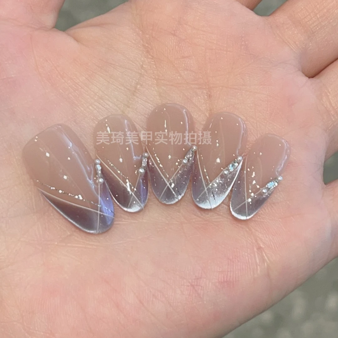 【紫气东来】纯手工穿戴甲贴片 紫色纯欲猫眼款