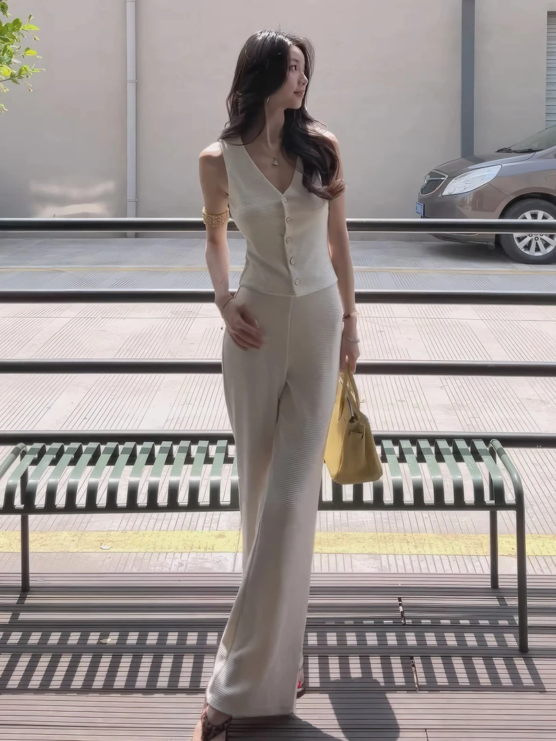 美式气质套装无袖背心马甲女2025年夏季新款时尚显瘦休闲裤两件套
