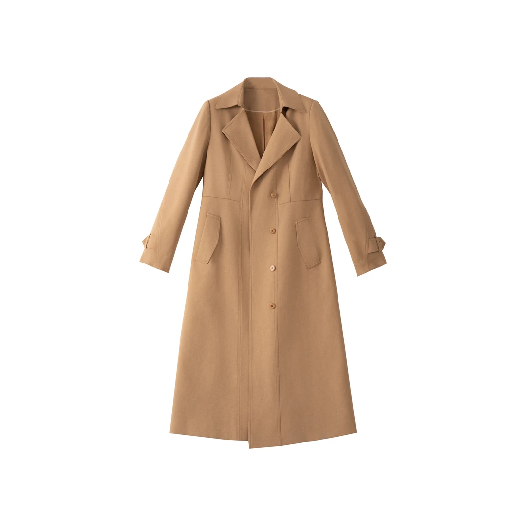 【她翼】春季风衣轻奢翻领气质时尚百搭中长款设计师EF3245333278