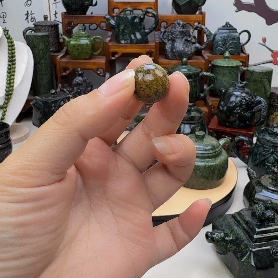 y****未镶嵌蛇纹石玉藏玉药王石精美茶壶