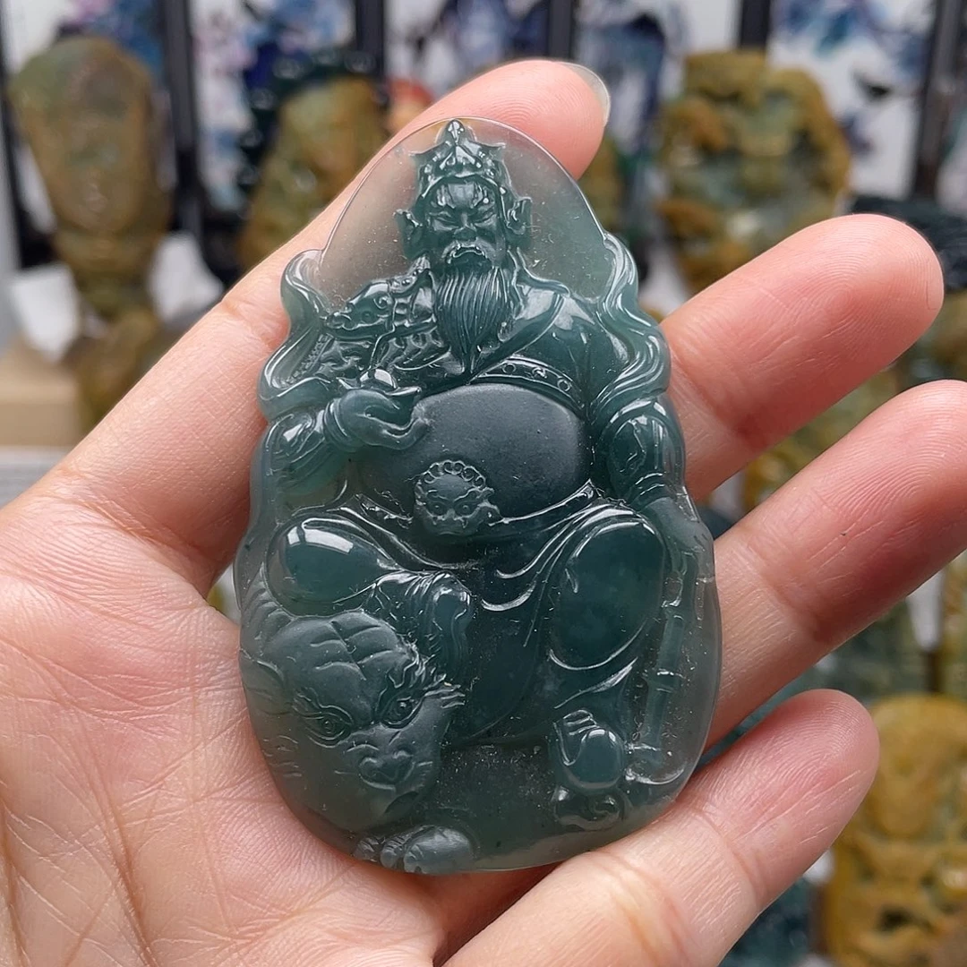 翡翠未镶嵌颈饰天然翡翠a货赵公明