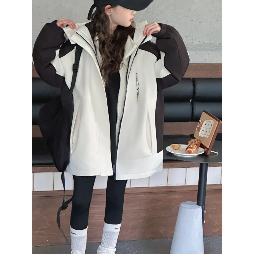 女童加棉冲锋衣秋冬装2025新款大童装儿童洋气防风加厚三合一外套