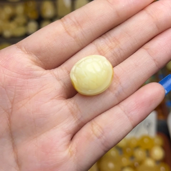 蜜蜡未镶嵌珠宝奇石-167-天然蜜蜡满蜡白富甲一方