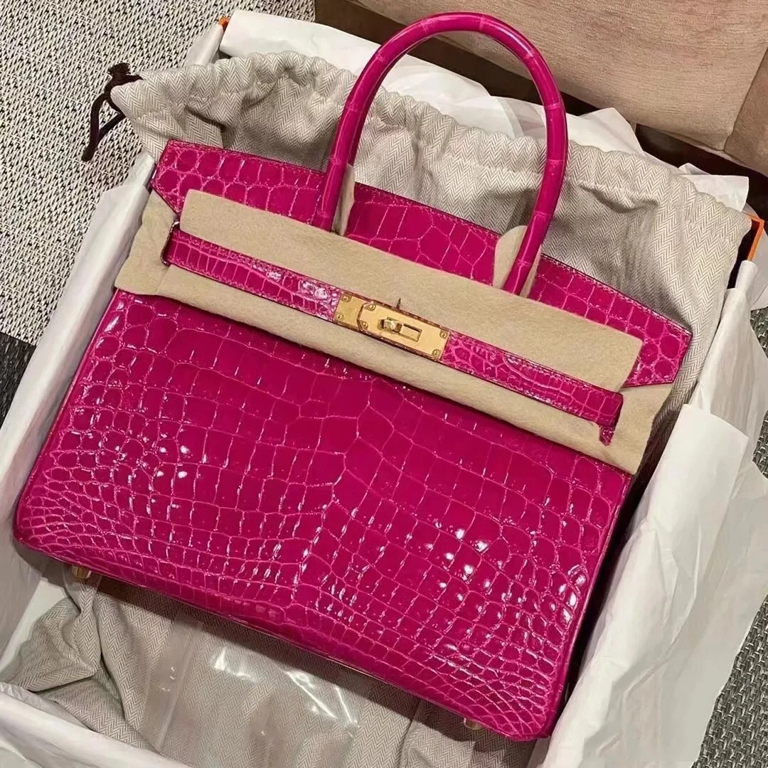 一见倾心~~鳄鱼皮高级轻奢铂金手提斜挎女士包