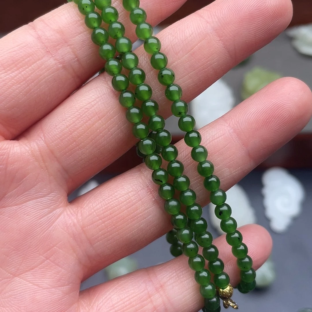 和田玉未镶嵌颈饰碧玉小米珠珠链