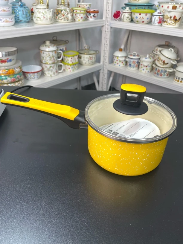 家用16厘米彩色搪瓷奶锅珐琅带把正品小奶锅小汤锅炖锅灶具通用