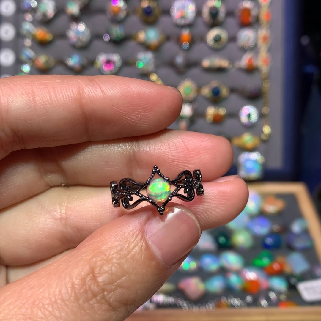 欧泊戒指款式银S925镶嵌