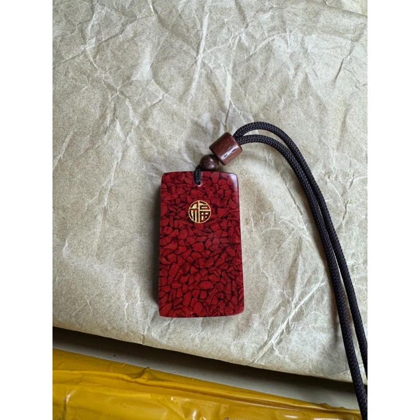 天然辰砂紫晶砂朱砂无事福牌