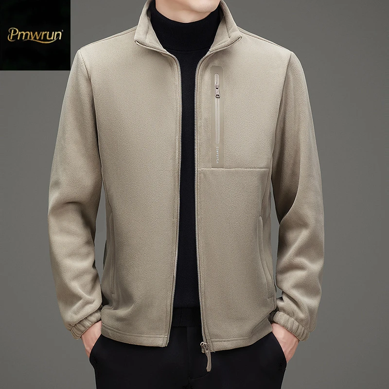 秋季立领夹克男士韩版潮流抓绒衣宽松休闲高级感奥粒绒拉链外套