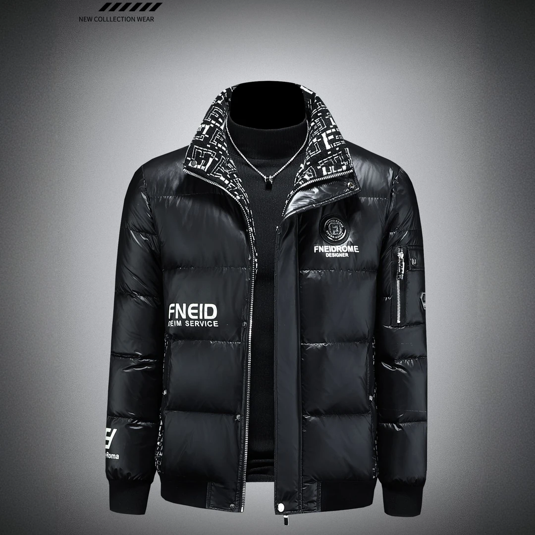 TERINELO/黛芮奈勒工装风短款羽绒服男加厚保暖冬季重工拼接外套