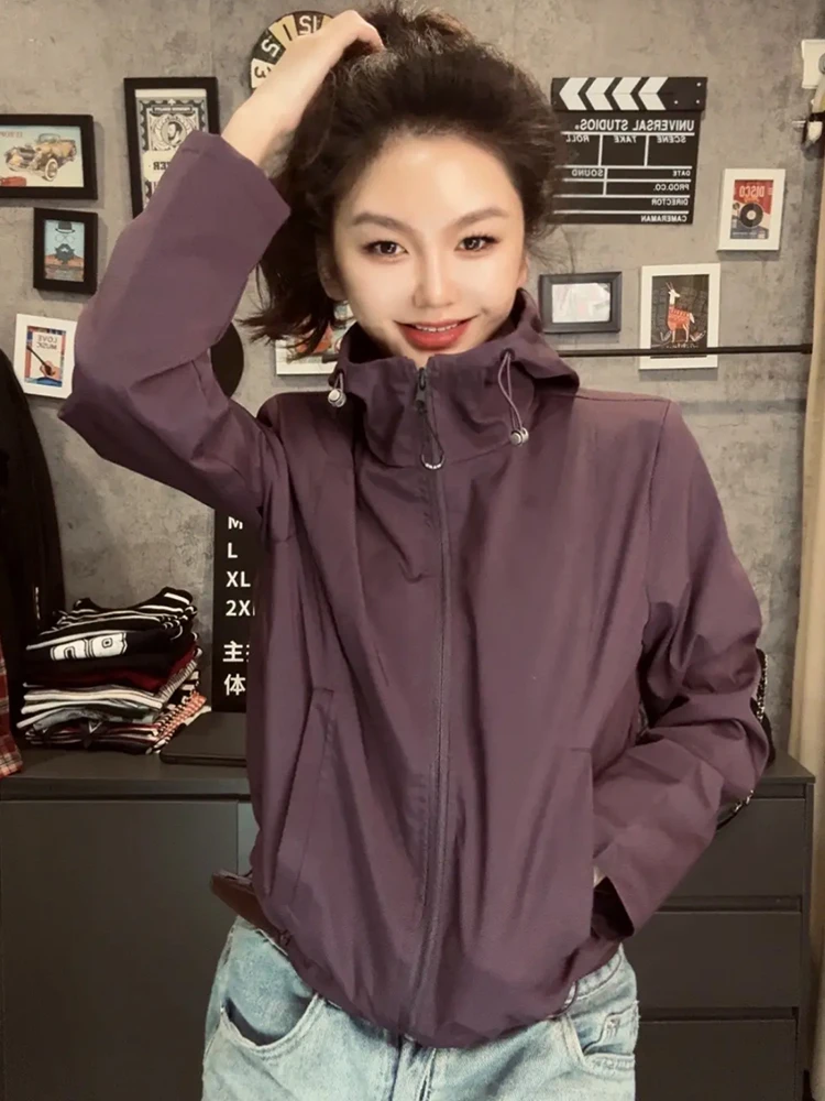 秋季连帽韩版休闲时尚百搭外套女短款宽松显瘦防风夹克休闲上衣