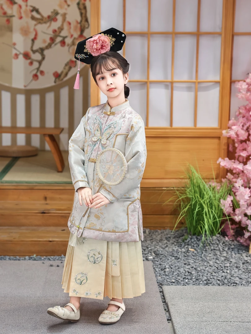 ***绿蝶套装加绒秋款2024套装新款女童套装可爱甜高货