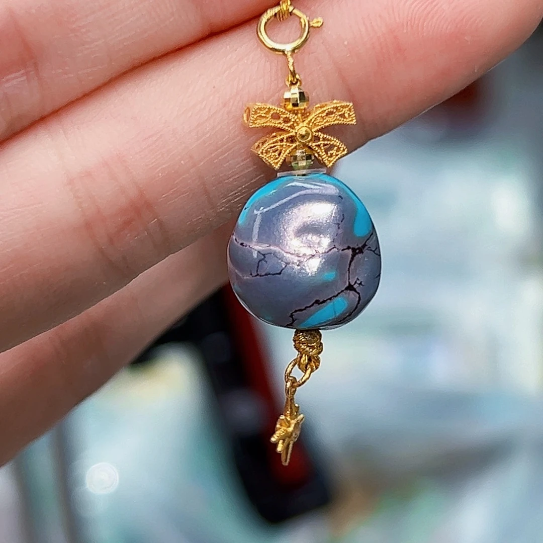 绿松石珠宝奇石18K金镶嵌