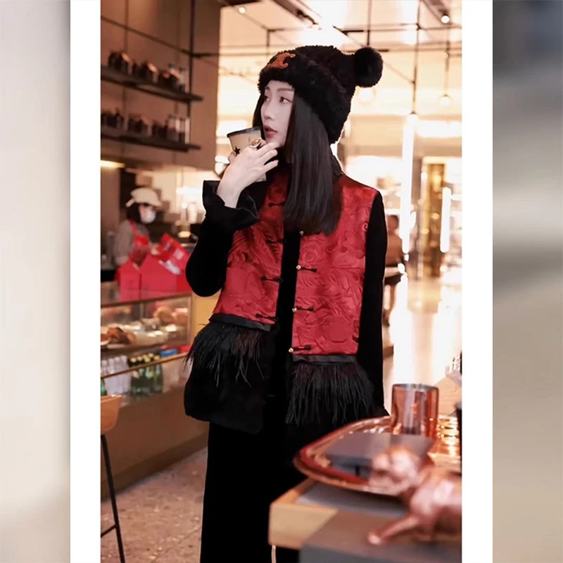 新中式女装红色坎肩马甲外套女唐装高级感超好看国风盘扣上衣马夹