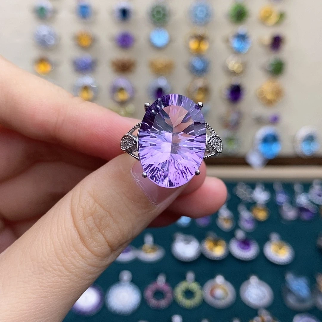 银S925镶嵌戒指紫晶（一物一证）