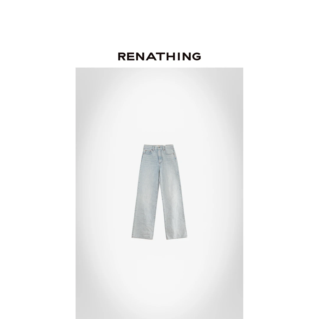 【RENATHING】仿旧水洗直筒牛仔裤
