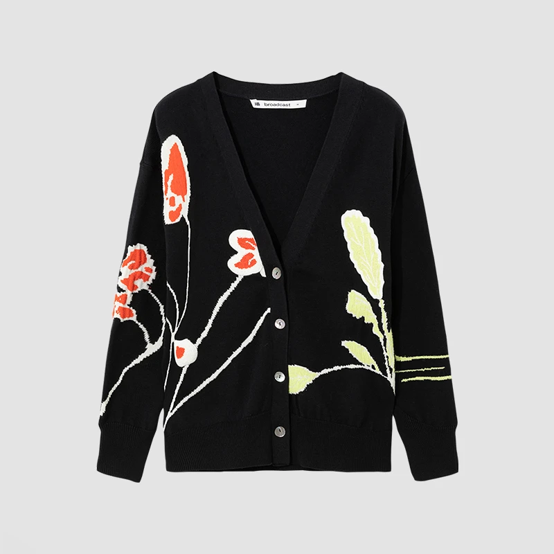 【达人专属】播春季复古提花百搭开衫长袖针织衫BDQ1UD0354