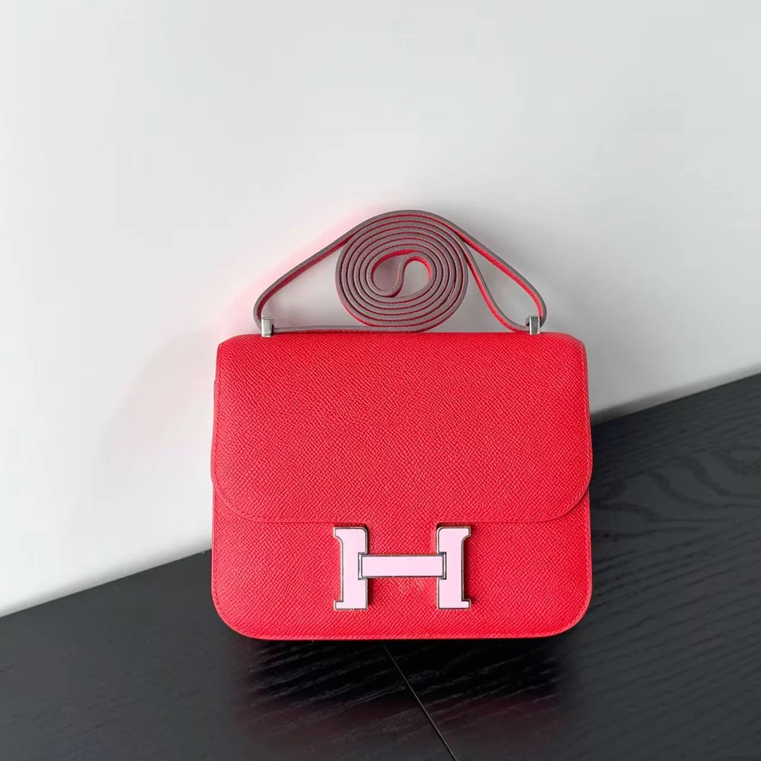 99新 Hermes/爱马仕 【小池专属】康康19国旗红珐琅扣E皮D刻