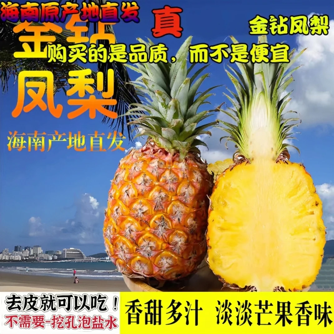 【大伟福利】正宗金钻凤梨海南直发真凤梨收货即食当季新鲜水果包邮