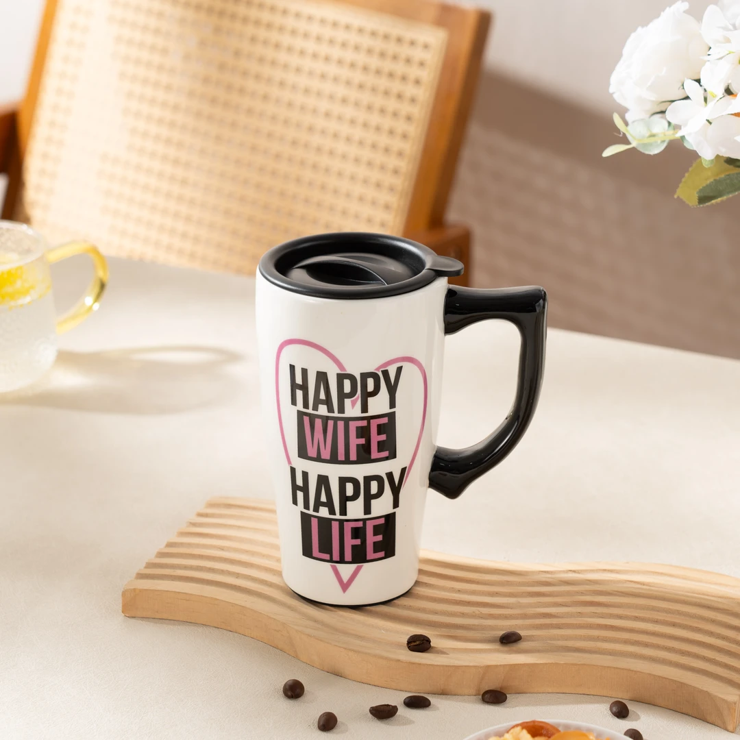 釉下字母550ml马克杯（带盖）