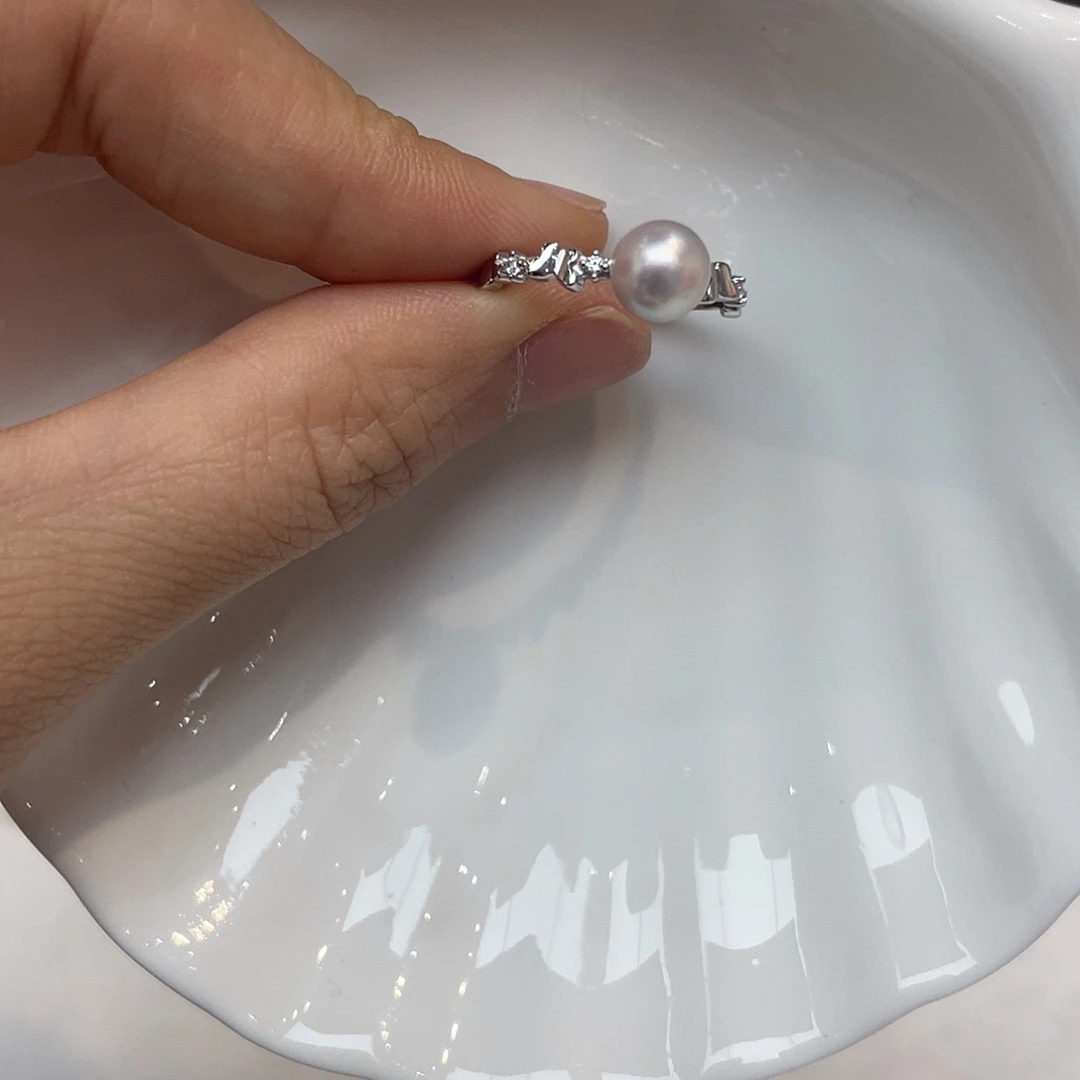 戒指海水珍珠银S925镶嵌