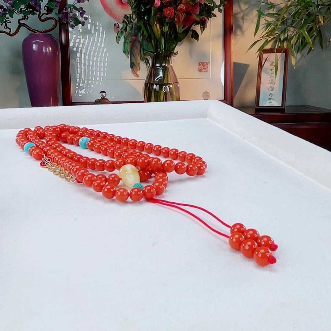 南红玛瑙颈饰18K金镶嵌南红6