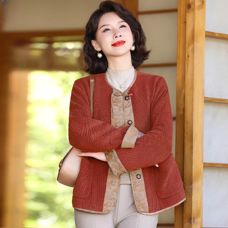 新中式妈妈秋装外套2025新款阔太太上衣中老年女装洋气春秋季开衫