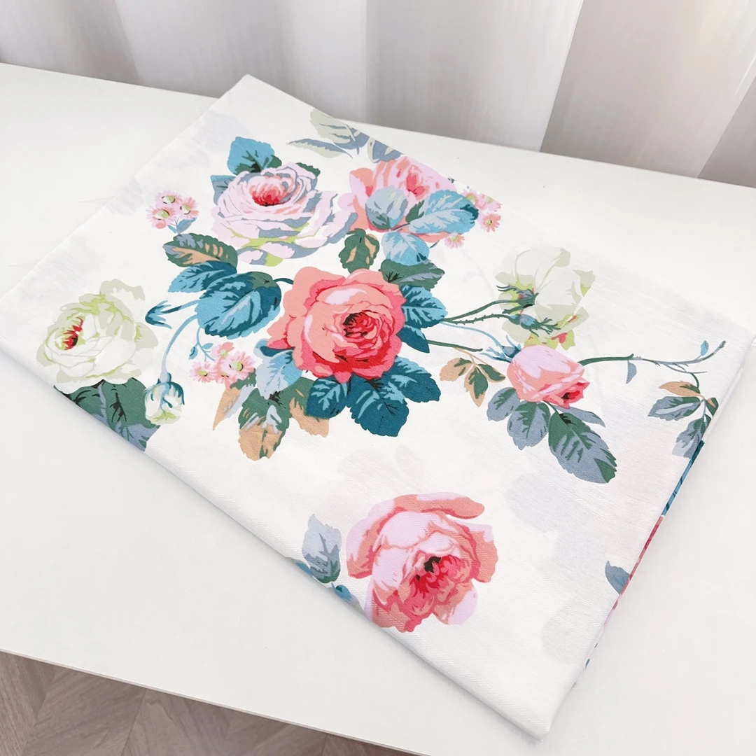 必拍品---细纹粗布布头120*200--玫瑰花