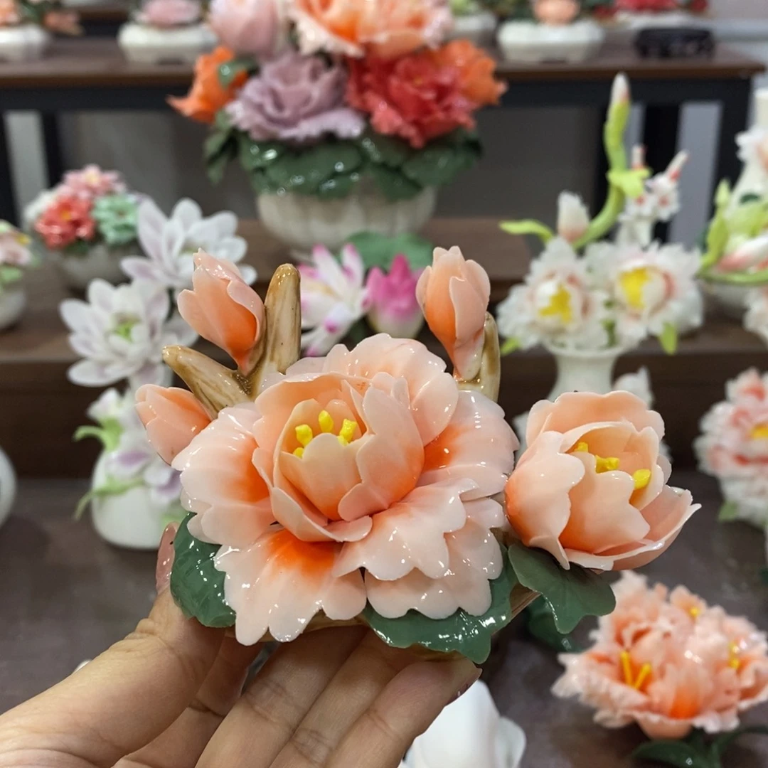 瓷片陶瓷手工花摆件