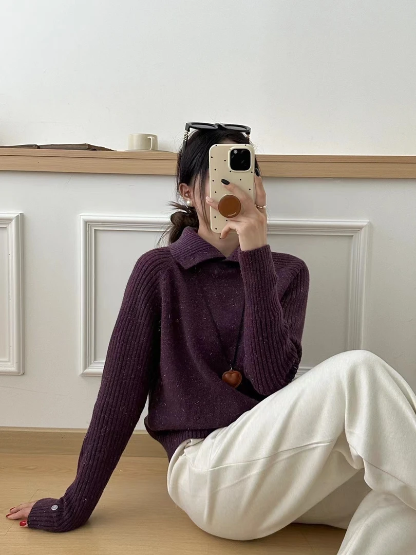 （拉萨发货 邮政包邮）韩系设计感亮丝加厚针织毛衣