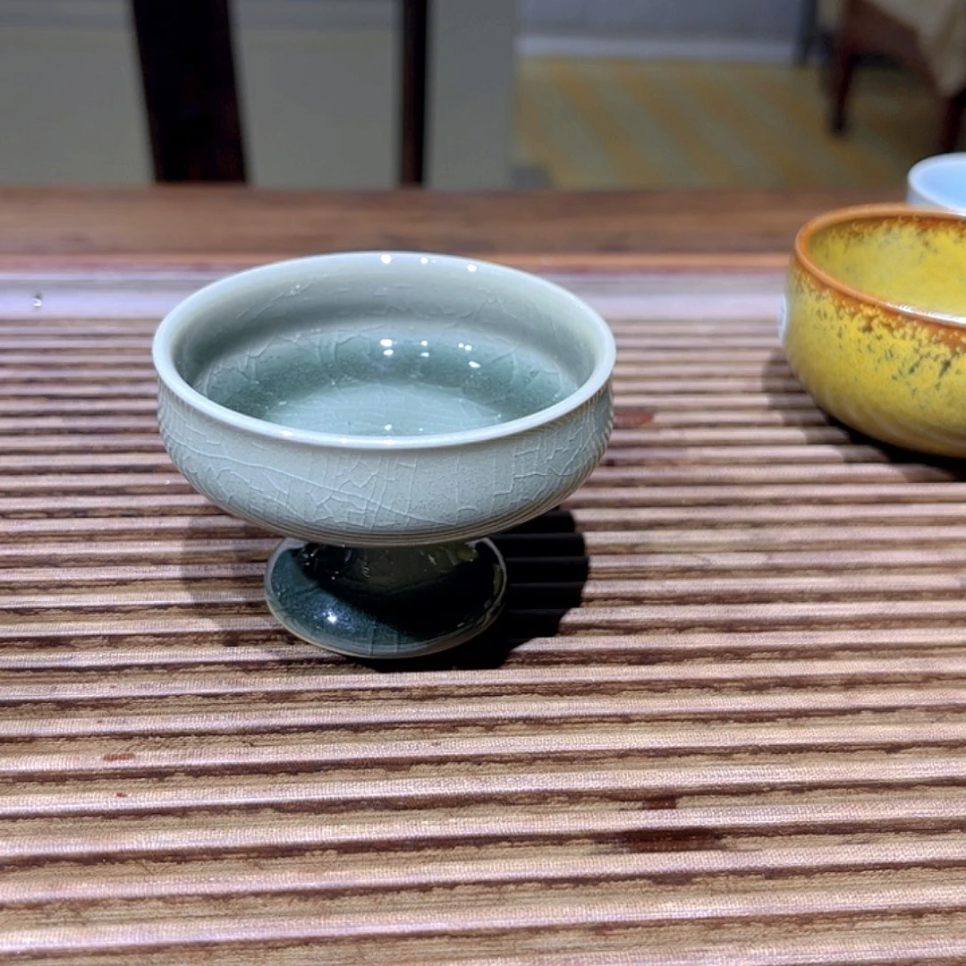 杯子原生态原矿青绿高足普耳杯