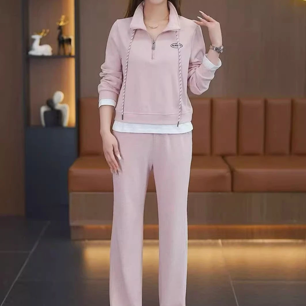 2025秋季新款时尚套装女宽松显瘦卫衣阔腿裤两件套休闲运动风洋气