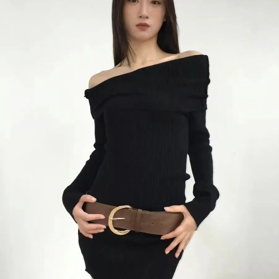 复古西部风辣妹麂皮宽腰带设计感高级感金属扣棕色腰封配连衣裙
