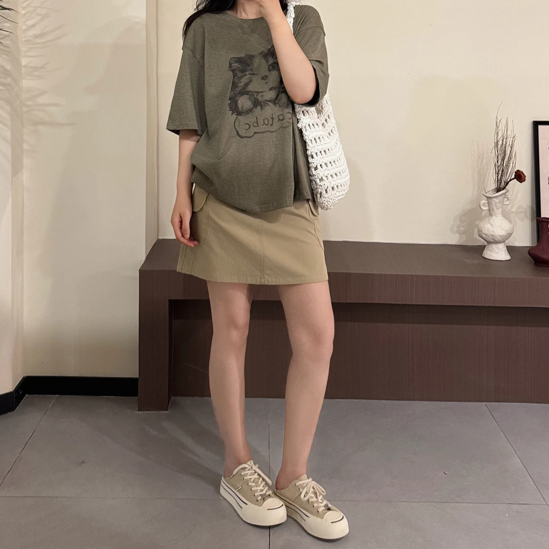 今婷韩系休闲时尚减龄百搭气质设计舒适夏季半裙女-M25202374