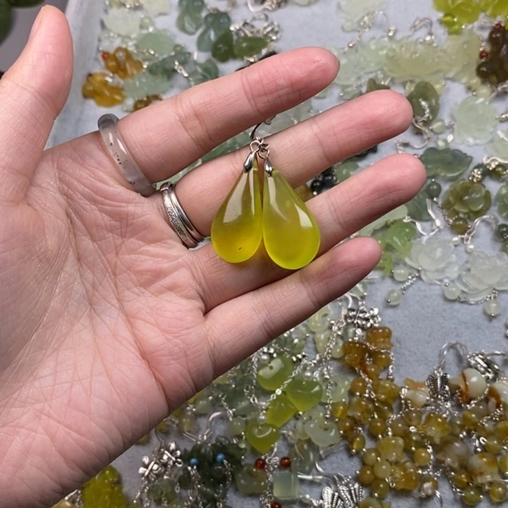 蛇纹石玉未镶嵌挂件耳饰耳环项链