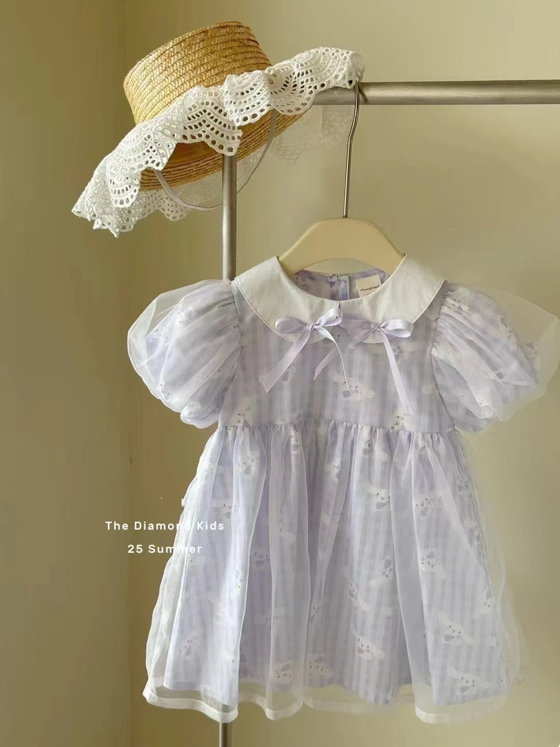 女童紫色卡通网纱连衣裙（CXQ-5235-夏A）