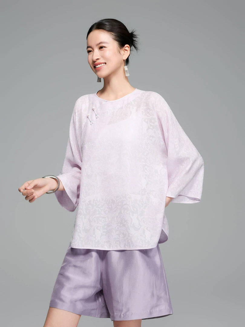 初见十三娘『灵猫』三经罗手工高定桑蚕丝上衣新中式国风减龄百搭款