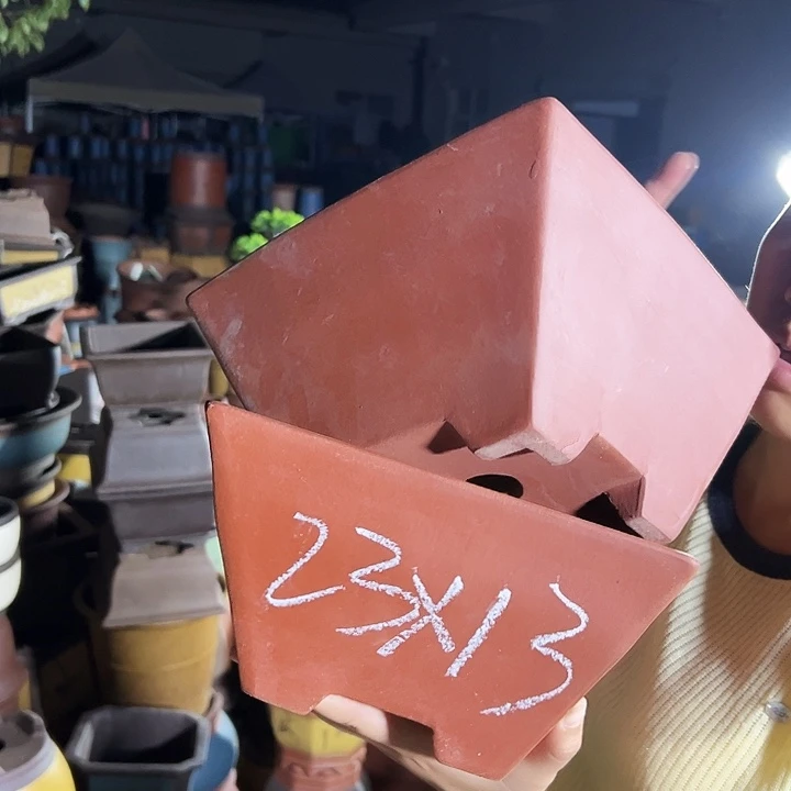 红泥方斗大号一对