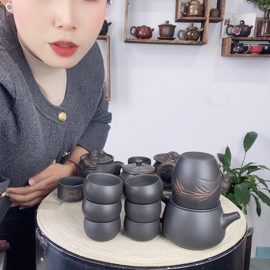 壶水****泵建水紫陶黑金刚一壶六杯一主