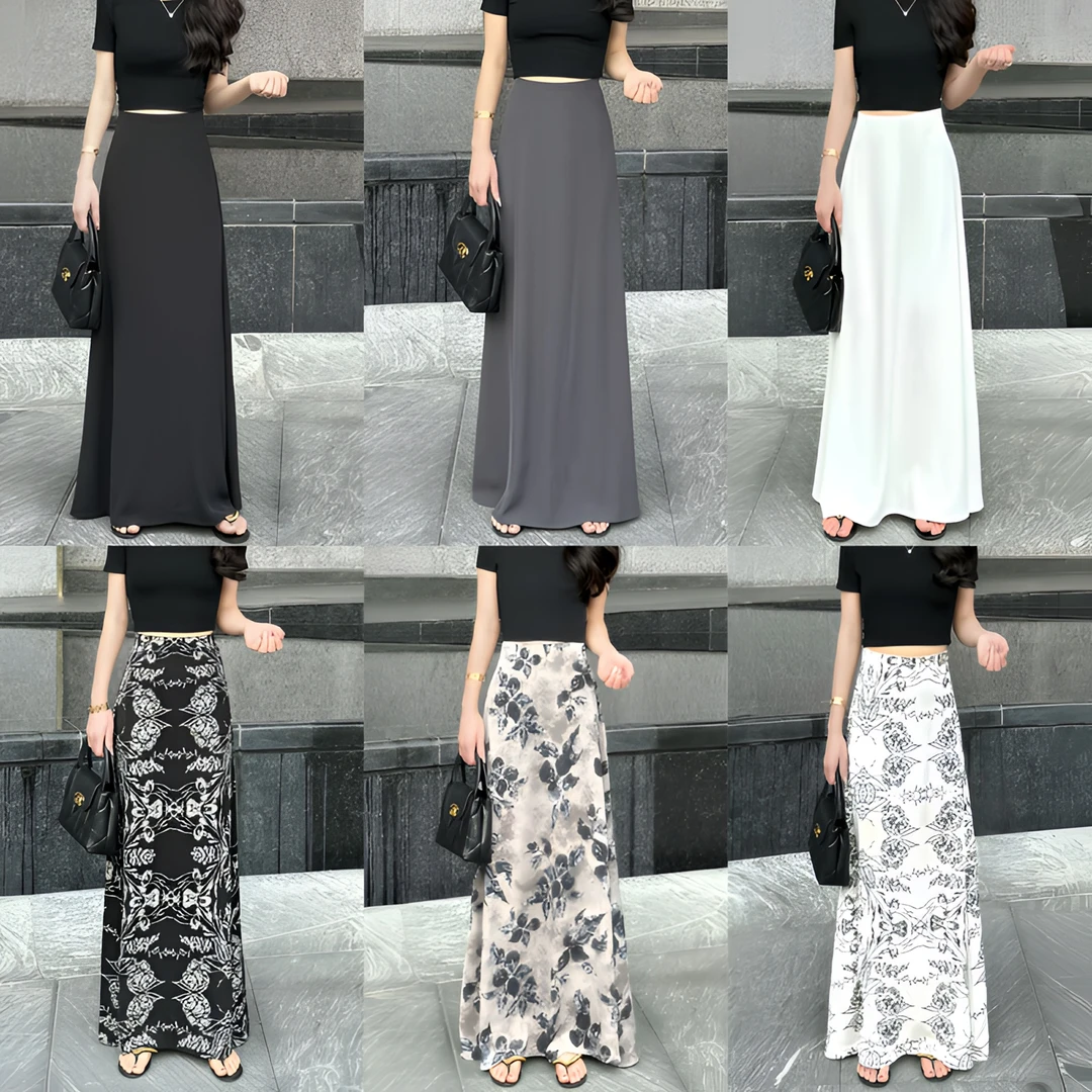 【CC】二个长度夏款冰丝凉感小A版超高腰显瘦半身裙