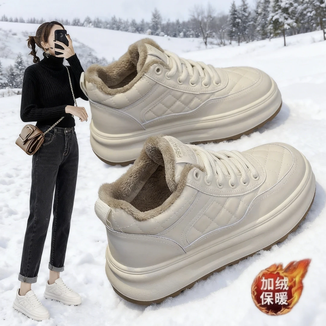 高帮加绒女鞋冬季2025新款小白鞋韩版学生鞋子女款爆款2025新款