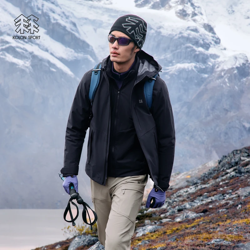 KOLON SPORT可隆冲锋衣1级防水防风透湿男士棉服三合一夹克