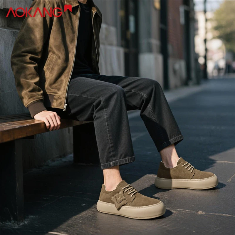 Aokang/奥康2025冬季男士休闲勃肯鞋时尚增高运动男鞋保暖防滑