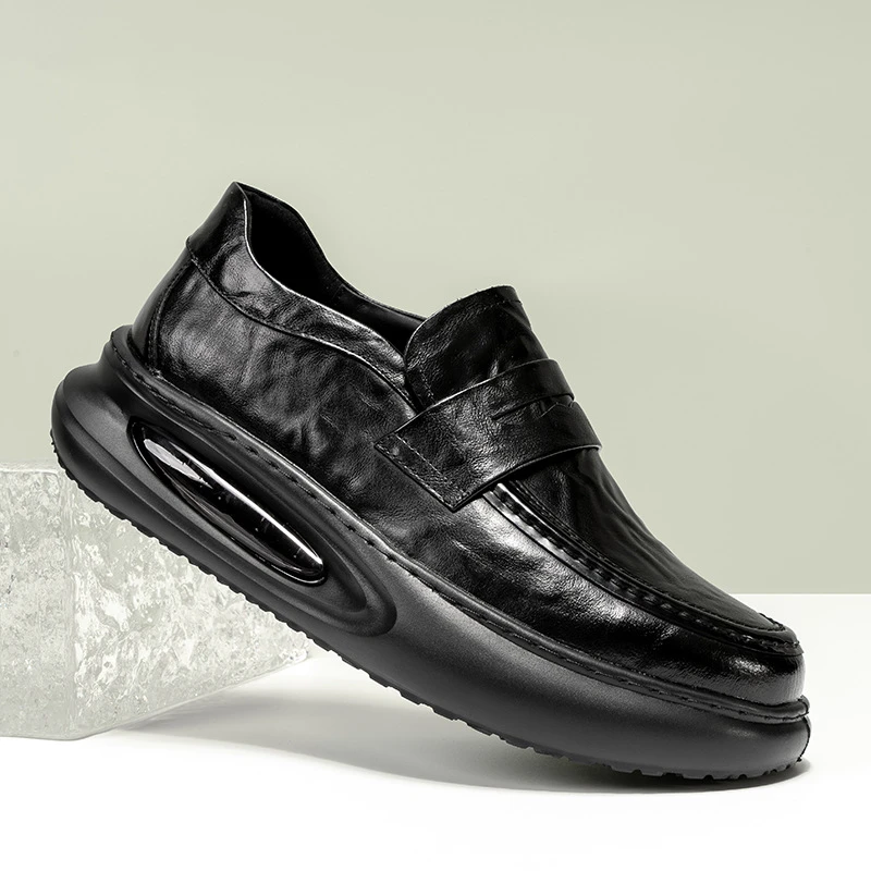 路易圣戈希男士皮鞋夏季薄款气垫增高厚底商务皮鞋时尚休闲百搭